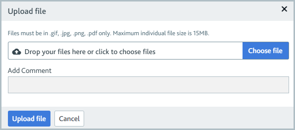 Upload file dialog