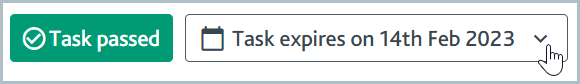 Task passed status indicator and task expiry menu button.
