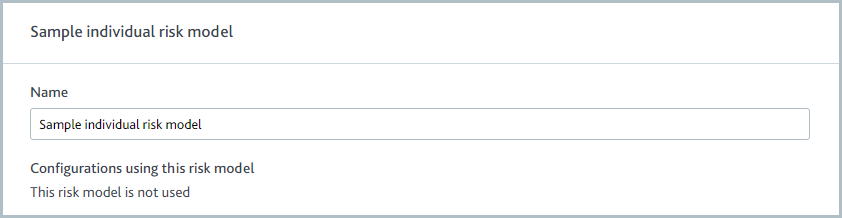 Risk model name field with the name 'Sample individual risk model' entered.