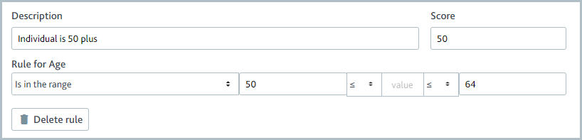 Risk factor rule for age between 50 and 64.