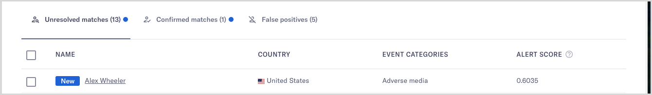 screening check results page