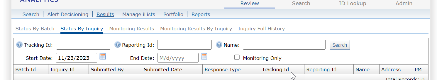 Status by Inquiry Report