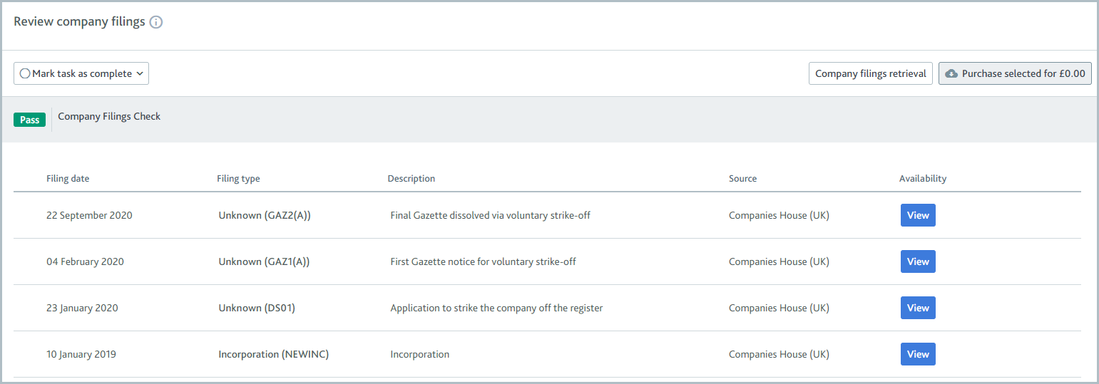 Review company filings task