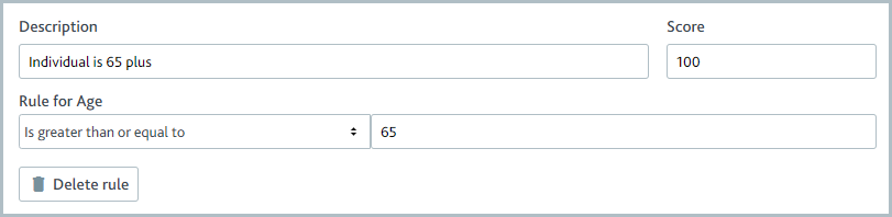 Risk factor rule for an individual who is 65 years old or above.