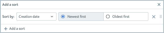 Add a sort menu with a sort on creation date, with the newest displayed first.